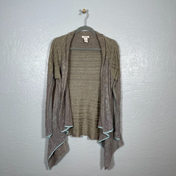 Sundance Women M Green Gray Cardigan Sweater Long Sleeve Asymmetric Open Front - Picture 1 of 8